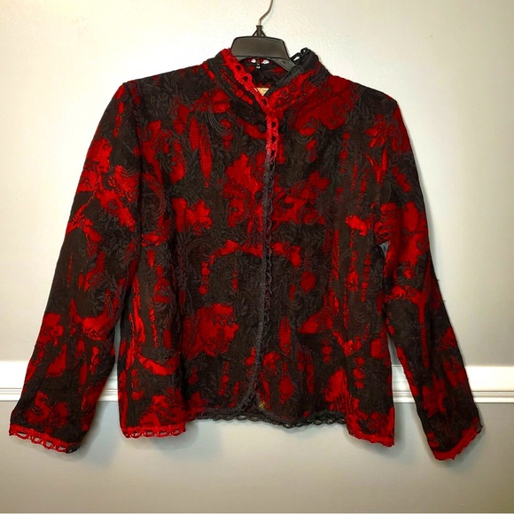 Choices blazers Jacket embroidered with black and red colors women size small - Picture 1 of 6